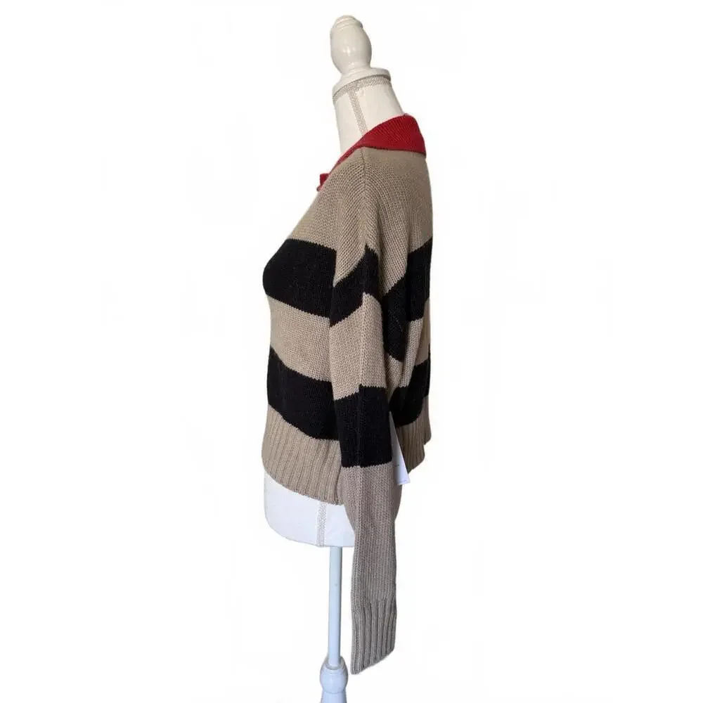 NWT Spiritual Gangster Cropped Knit Sweater with Red Collar, Small